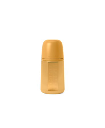 Suzete, biberoane si accesorii - Biberon din silicon, 240ml, Colour Essence SX Pro debit mediu, galben muștar