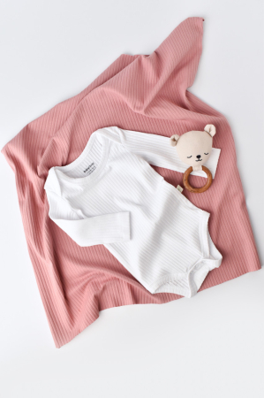 Hainute - Body Bebe Unisex cu maneca lunga din 95% bumbac organic cu 5% elastan - Alb, BabyCosy (Marime: 9-12 luni)