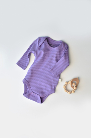 Hainute - Body Bebe Unisex cu maneca lunga din 95% bumbac organic cu 5% elastan - Mov, BabyCosy (Marime: 3-6 Luni)
