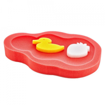 Cadite si accesorii pentru baie - Burete suport pentru baie BabyJem (Culoare: Rosu)