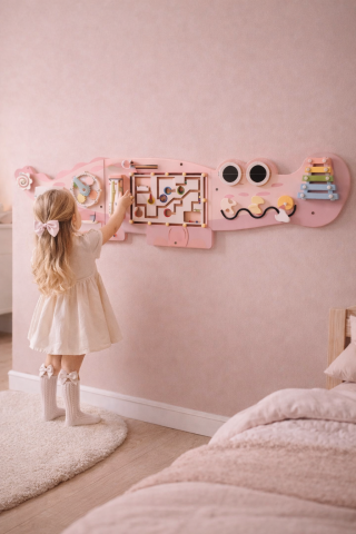 Puzzle-uri & Jocuri de logica - Busy Board / Busyboard Montessori Crocodil – Placă Educațională din Lemn pentru Perete