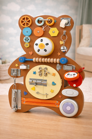 Puzzle-uri & Jocuri de logica - Busy Board Montessori din Lemn – Jucărie Educațională, Busyboard pentru Copii