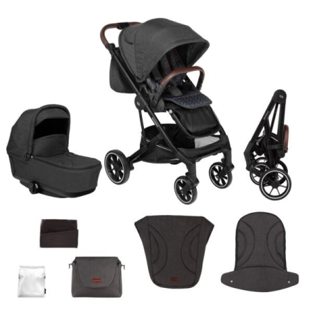Accesorii carucioare si landouri - Carucior 2 in 1 Skiddou Moss Onyx, Negru