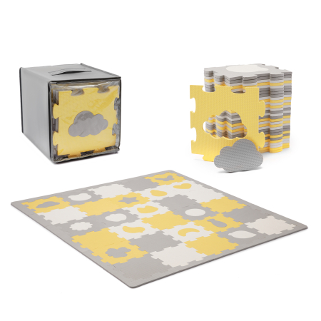 Joacă & Tummy Time - COVORAS DE JOACA KINDERKRAFT LUNO SHAPES, PUZZLE 3D, SPUMA, YELLOW