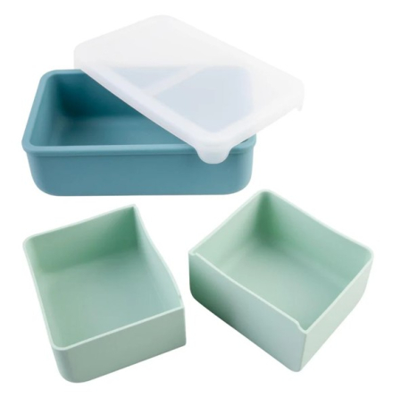 Accesorii hrănire bebe - CUTIE PRANZ BENTO CU COMPARTIMENTE DETASABILE, MELII, SAGE CACTUS FERN
