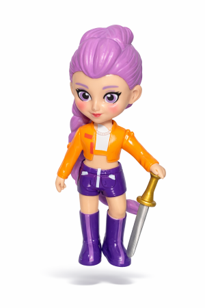 Figurine simpatice - Figurina in cutie - Kpop Demon Hunters Rumi costum mov 10 cm -