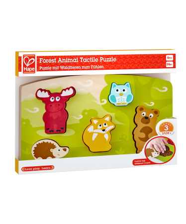 Jucării din lemn - HAPE PUZLLE TACTIL -  ANIMALELE DIN PADURE