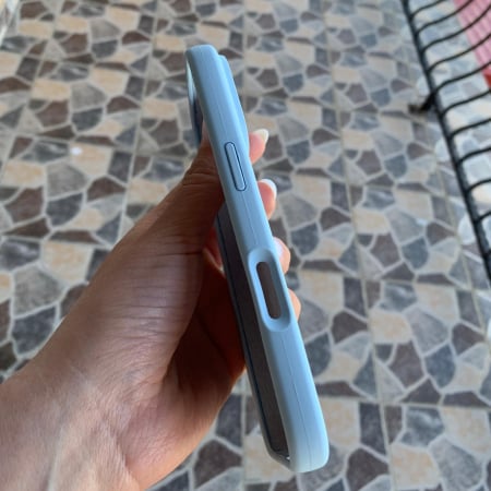 Husa Iphone 14 PRO cu MagSafe - Silicon, interior catifelat, design Minimalist, Albastru Deschis Apple [5]