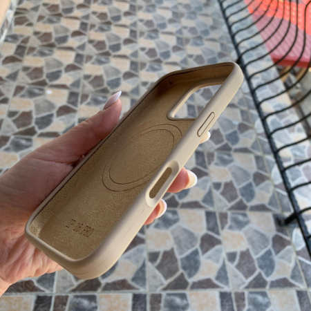 Husa Iphone 14 PRO cu MagSafe - Silicon, interior catifelat, design Minimalist, Maro cappuccino Apple [3]