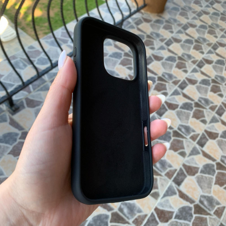 Husa Iphone 14 PRO cu MagSafe - Silicon, interior catifelat, design Minimalist, Negru Elegant Apple [2]