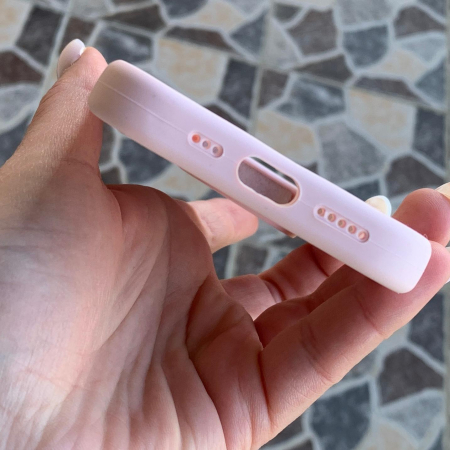 Husa Iphone 14 PRO cu MagSafe - Silicon, interior catifelat, design Minimalist, Roz Pastel Apple [6]