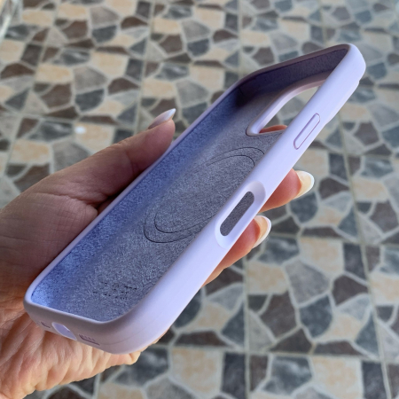 Husa Iphone 14 PRO MAX  cu MagSafe - Silicon, interior catifelat, design Minimalist - Mov Pastel Apple [6]