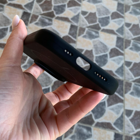 Husa Iphone 14 PRO MAX  cu MagSafe - Silicon, interior catifelat, design Minimalist - Negru elegant Apple [1]