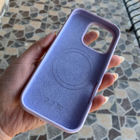 Husa Iphone 15 PRO MAX  cu MagSafe - Silicon, interior catifelat, design Minimalist, Mov Pastel Apple [2]