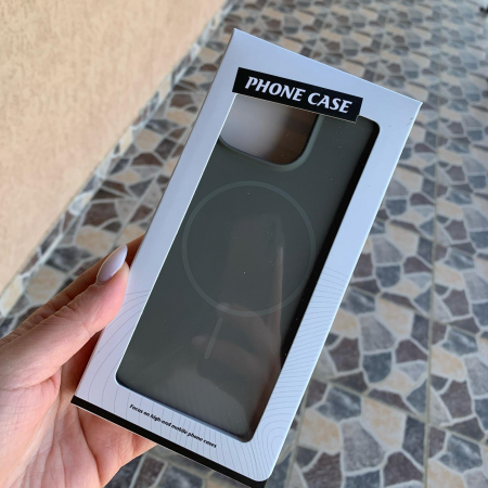 Husa Apple Iphone 16 cu MagSafe - Silicon, interior catifelat, design Minimalist, Gri elegant [4]