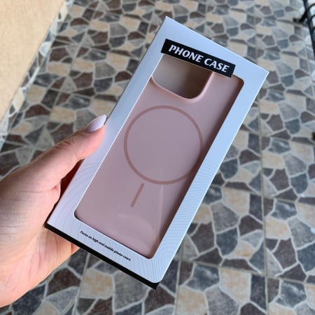 Husa Iphone 16 PRO cu MagSafe - Silicon, interior catifelat, design Minimalist, Roz Pastel Apple [3]