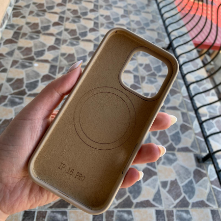 Husa Apple Iphone 16 PRO MAX  cu MagSafe - Silicon, interior catifelat, design Minimalist, Maro cappuccino [2]