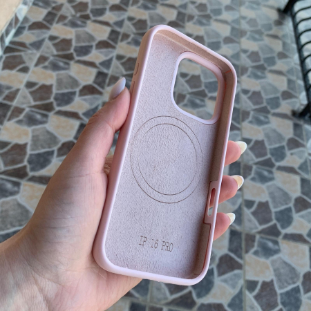 Husa Iphone 16 PRO MAX  cu MagSafe - Silicon, interior catifelat, design Minimalist, Roz Pastel Apple [2]