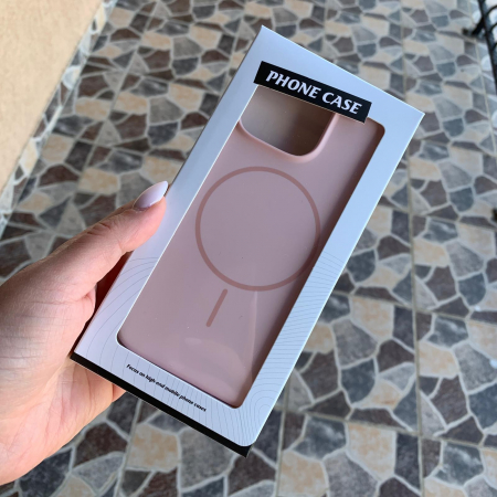 Husa Iphone 16 PRO MAX  cu MagSafe - Silicon, interior catifelat, design Minimalist, Roz Pastel Apple [3]