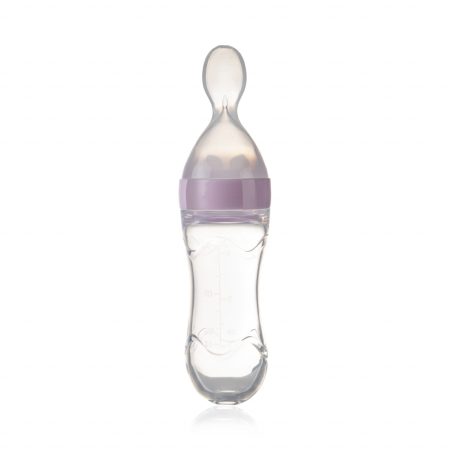 Alte accesorii hranire - Lingurita cu rezervor pentru bebelusi, BabyJem, cu capac protectie, 90 ml (Culoare: Roz)