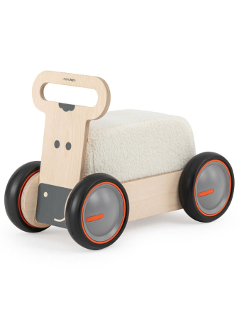 Jucării pentru bebeluși - Masinuta ride-on, premergator si carucior de jucarii MamaToyz DriveMe Soft, Vacuta - Jucarie din lemn 3 in 1