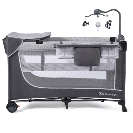 Somn - PATUT DE CALATORIE KINDERKRAFT LEODY, CU ACCESORII, GREY