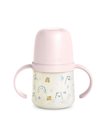 Alte accesorii hranire - Prima cană cu muștiuc din silicon 150 ml, +4l, Bears, roz, Suavinex