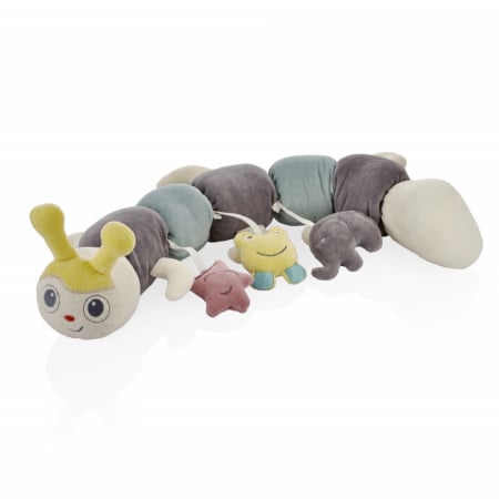 Somn - Protectie laterala multifunctionala cu jucarii din plus BabyJem Caterpilar (Culoare: Verde)