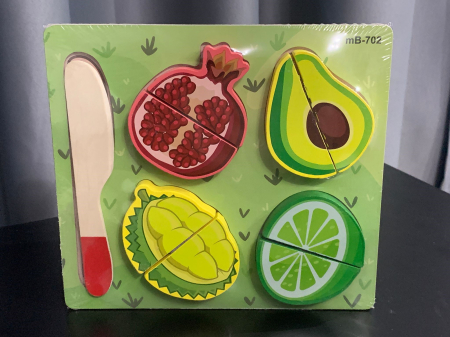 Jucarii educative - Puzzle 2 din Lemn Educativ pentru Copii – Modele Diverse Fructe si Animale Marine, 19.5x18cm