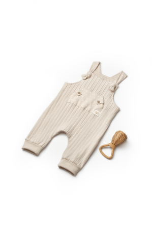 Hainute - Salopeta cu bretele TeddyBear, BabyCosy, 100% bumbac organic (Marime: 12-18 Luni)