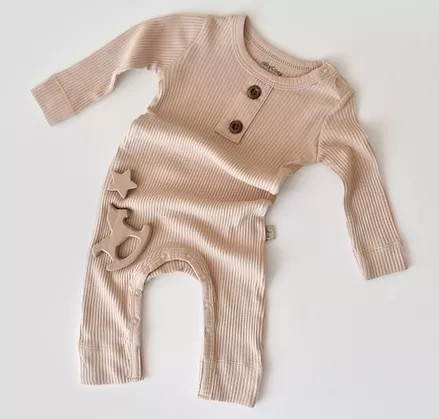 Hainute - Salopeta cu maneca lunga si pantaloni lungi din bumbac organic si modal - Blush BabyCosy (Marime: 12-18 Luni)