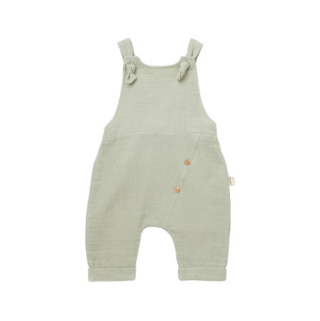 Hainute - Salopeta de vara cu pantaloni lungi din muselina, BabyCosy, 100% bumbac organic, verde (Marime: 9-12 luni)