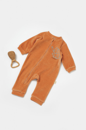 Hainute - Salopeta Elefant cu maneca lunga din 80%bumbac organic si 20% poliester - Caramiziu, BabyCosy (Marime: 12-18 Luni)