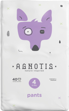 Îngrijire & Bebe - Scutece tip chilotel hipoalergenice Agnotis pants, marimea nr. 4, 9-15 kg, 40 bucati