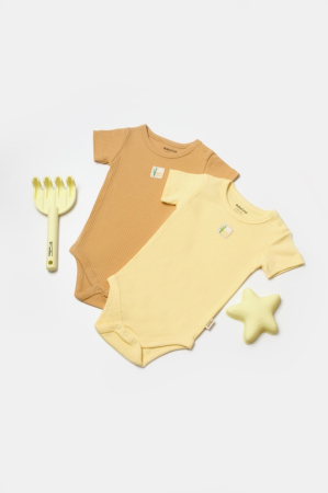 Hainute - Set 2 body Bamboo, galben, BabyCosy, 50% bumbac+50%bambus (Marime: 12-18 Luni)