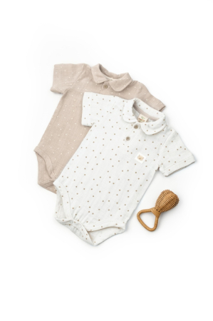 Hainute - Set 2 body-uri cu guler TeddyBear, BabyCosy, 100% bumbac (Marime: 18-24 Luni)