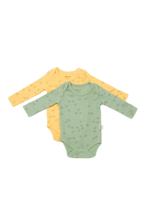 Hainute - Set 2 body-uri cu maneca lunga Printed, BabyCosy, 50% modal+50% bumbac, Lamaie/Verde (Marime: 18-24 Luni)