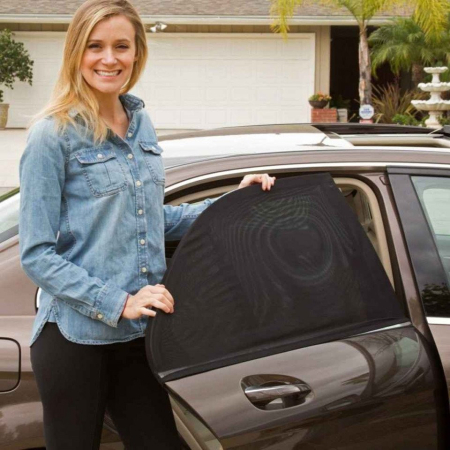 Accesorii carucioare si landouri - Set 2 bucati parasolar auto BabyJem Sun Shade Cover (Model: 47x107 cm)