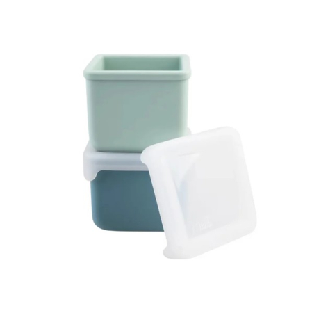 Accesorii hrănire bebe - SET 2 RECIPIENTE SILICON, MELII, BLUE MINT