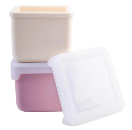 Accesorii hrănire bebe - SET 2 RECIPIENTE SILICON, MELII, BLUSH BERRY