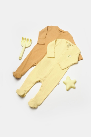 Hainute - Set 2 salopete lungi Bamboo, galben, BabyCosy, 50%bumbac+50% bambus (Marime: 3-6 Luni)