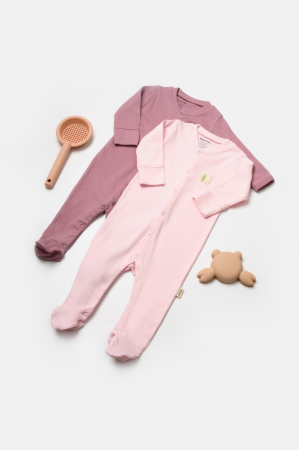 Hainute - Set 2 salopete lungi Bamboo, roz, BabyCosy, 50%bumbac+50% bambus (Marime: 6-9 luni)