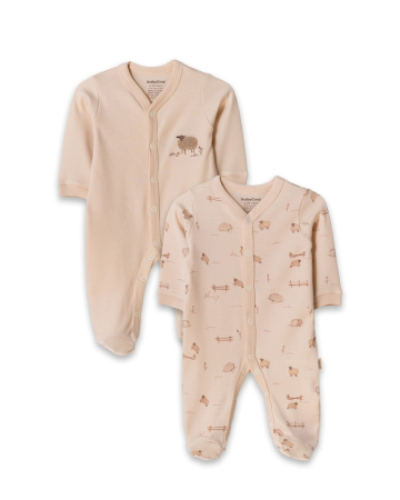Hainute - Set 2 salopete lungi, Lamb, BabyCosy, 100% bumbac organic (Marime: 3-6 Luni)