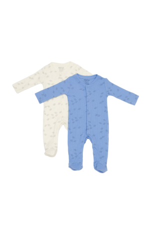 Hainute - Set 2 salopete lungi Printed, BabyCosy, 50% modal+50% bumbac, Ecru/Lavanda (Marime: 6-9 luni)