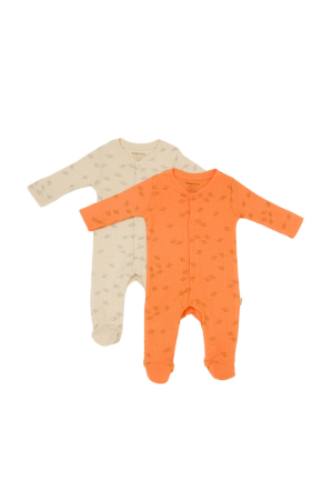 Hainute - Set 2 salopete lungi Printed, BabyCosy, 50% modal+50% bumbac, Stone/Apricot (Marime: 0-3 Luni)