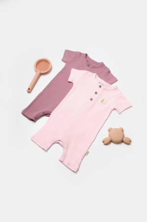 Hainute - Set 2 salopete scurte Bamboo, roz, BabyCosy, 50%bumbac+50% bambus (Marime: 18-24 Luni)