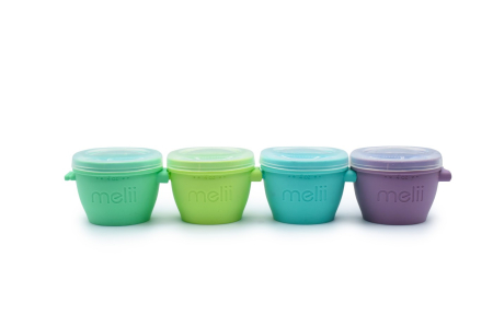 Accesorii hrănire bebe - SET 4 RECIPIENTE SILICON SNAP&GO, MELII, 118 ML