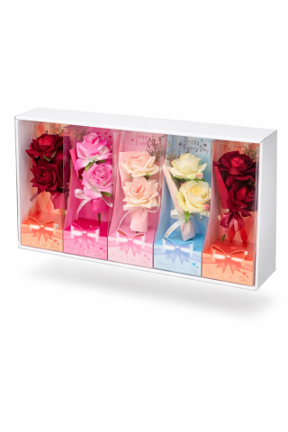 Cadouri & Giftables - Set 5 flori artificiale cu ambalaj cadou, bucata 24.5 x 9.5 cm