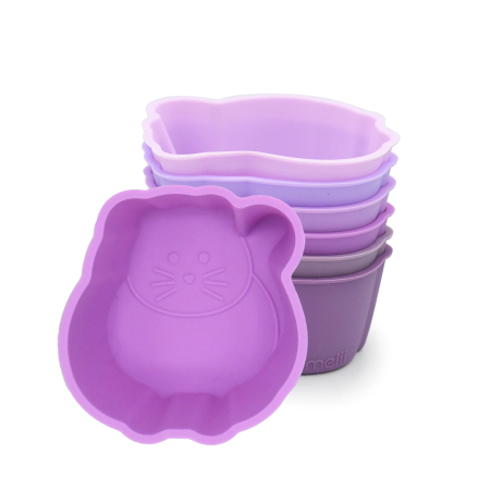 Accesorii hrănire bebe - SET 6 FORME DE GATIT SILICON, MELII, MODEL PISICA