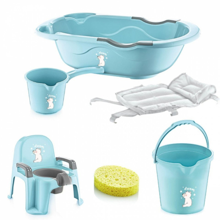 Îngrijire & Bebe - Set cadita de baie cu 6 piese BabyJem Bebe Lux (Culoare: Bleu)